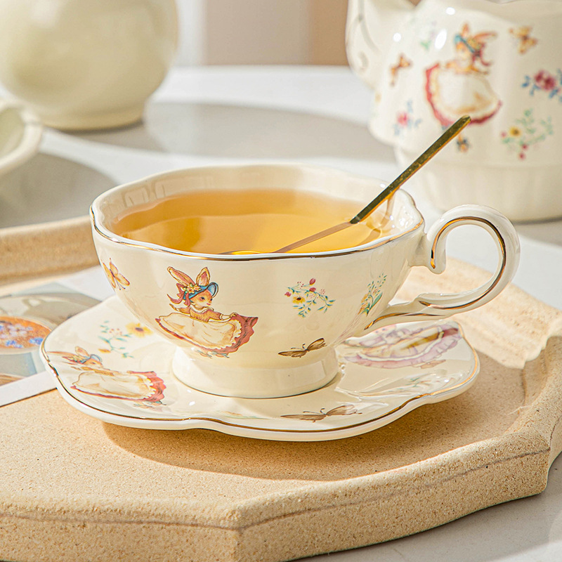 Coffee Tea Gift Set - Taza y plato de café retro