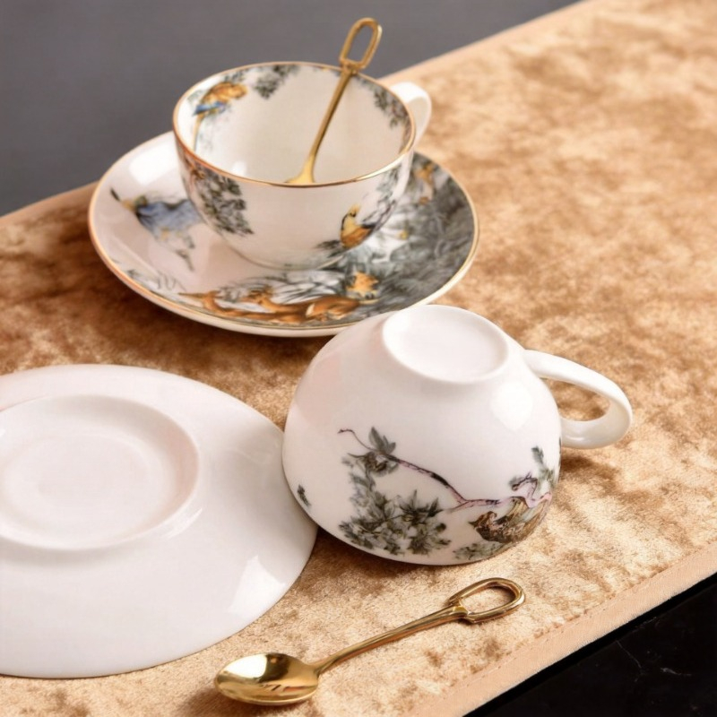 Juego de Taza y Plato de Porce - Coffee Tea Love reseña y precio